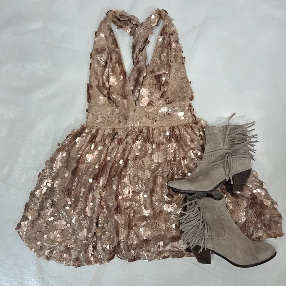 Lulu's Gold Got That Glam Sequined Dress - Picture 7 of 16